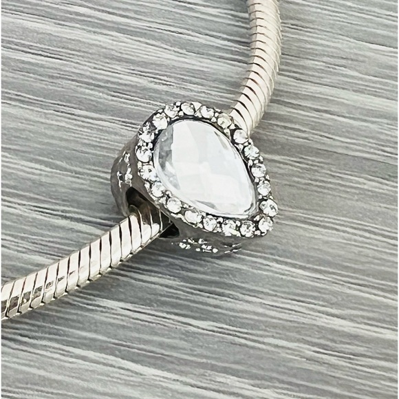 Silver plated tear drop bracelet charm - Picture 2 of 5